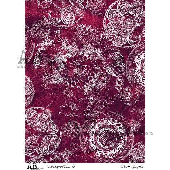 AB Studios Rice Paper A4 Black Damask Pattern Unexpected #005