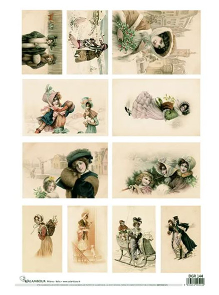 Calambour Vintage Mini Christmas Cards DGR 144 A3