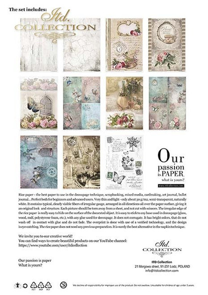 ITD Collection Rice Paper Pack of 11 A4 Vintage Style