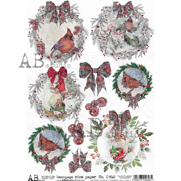 AB Studios Rice Paper Ornaments and Bows Rice Paper A4 0962