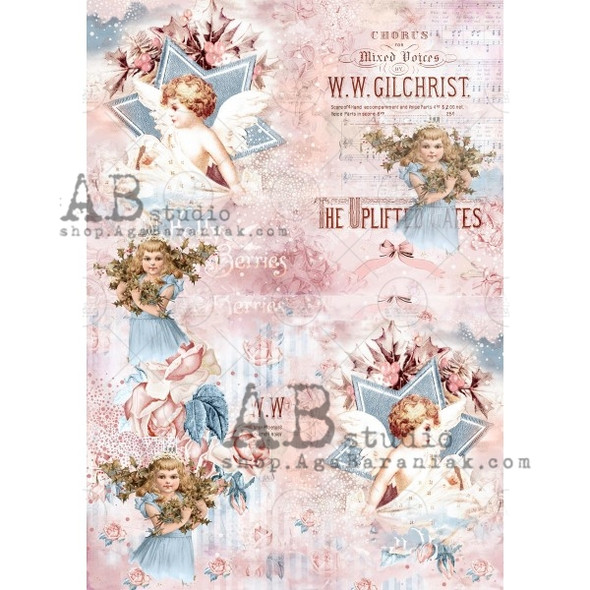 AB Studios Uplifted Gates Christmas Child Rice Paper A4 0364