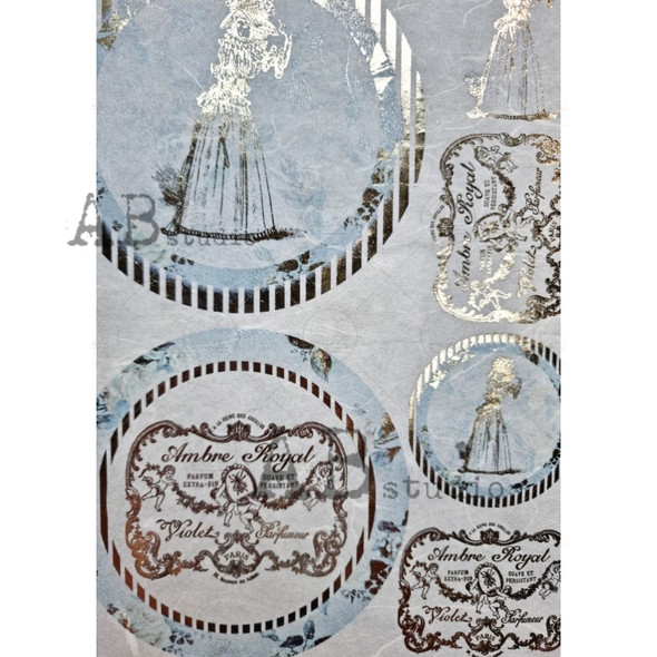 AB Studios Gilded Victorian Ladies and Labels Rice Paper A4 0047