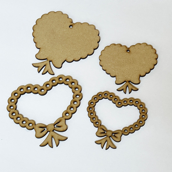 Decoupage Queen / Life Beautiful HDF 2 Pack Bow Hearts