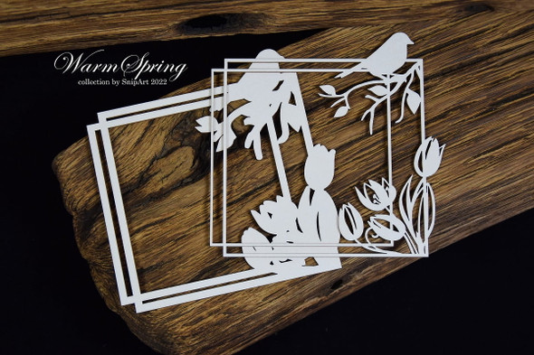 Snipart Warm Spring - Layered Chipboard Spring Square Frame