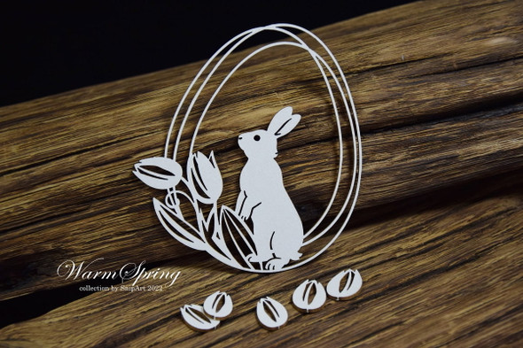 Snipart Warm Spring - Chipboard Easter Egg with Bunny