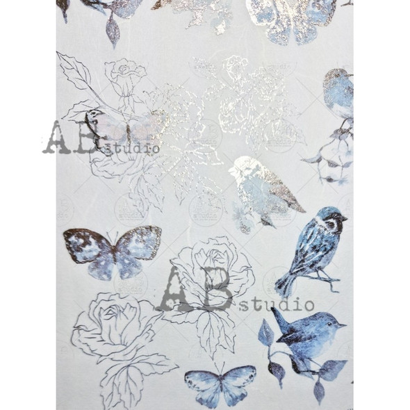 AB Studios Gilded Rice Paper Birds and Butterflies A4