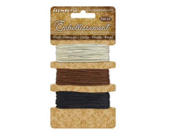 Stamperia Package of Cords, Ivory, Black and Brown