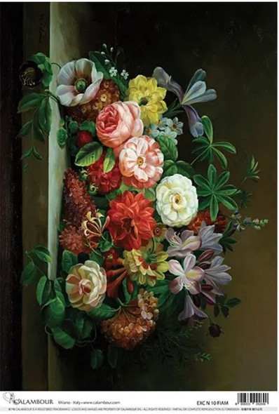 Calambour Flemish Oil Painting Colorful Floral Still Life A3 Rice Paper