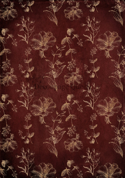 Decoupage Queen Red and Gold Floral Rice Paper