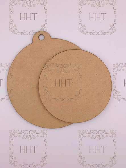 MDF Round Ornament w/ Overlay Frame, 2 pieces