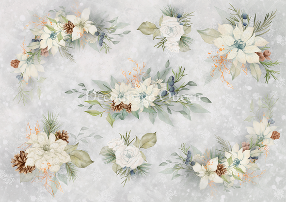Decoupage Queen Dainty and the Queen White Christmas Flowers Vellum Paper