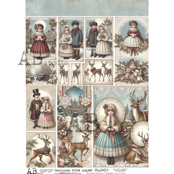 AB Stuidos Mini Scenes Christmas and Reindeer A4 Rice paper