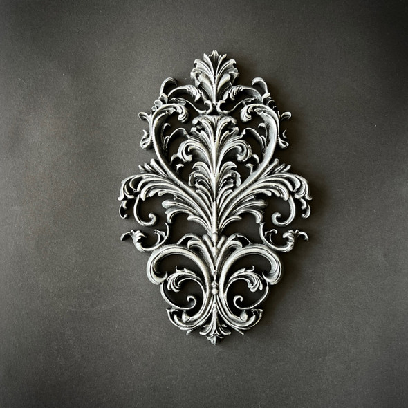 LaBlanche Baroque Emblem silicone mould with ornate scrollwork applique
