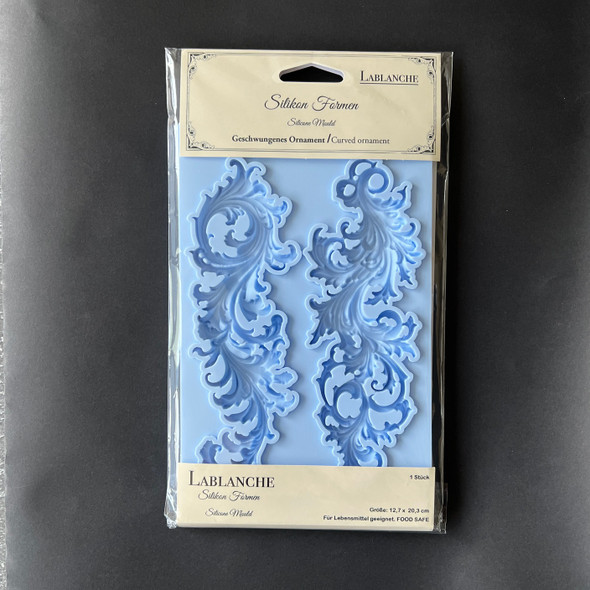 LaBlanche Curved Ornaments silicone mould with two mirrored flourishes
