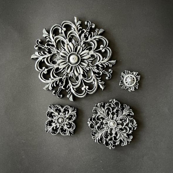 LaBlanche Round Ornaments silicone mould with four ornate medallion designs