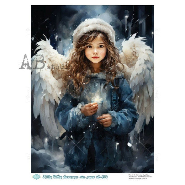 AB Studios Blue Frosty Angel A4 Rice Paper