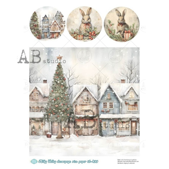 AB Studios Snowy Village Houses Rice Paper