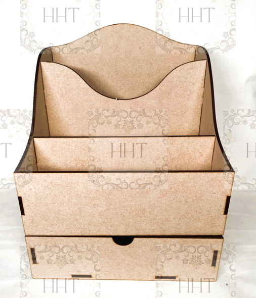 HHT MDF Desk Organizer with Drawer 8" x 9.5" x 7"