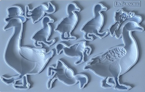 LaBlanche Family of Geese silicone mould with adult geese and goslings
