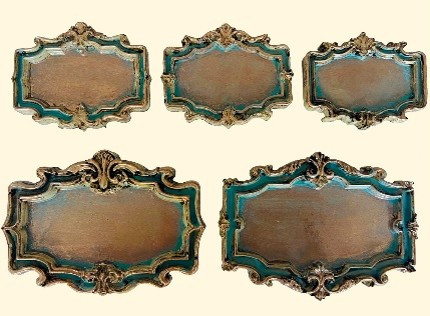 LaBlanche Signs silicone mould with ornate plaque and label shapes