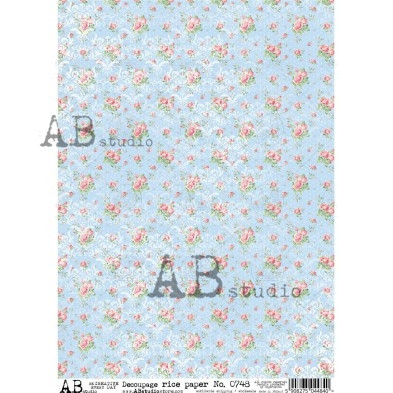 Soft Vintage Floral Repeat Pattern Decoupage Paper – A4
