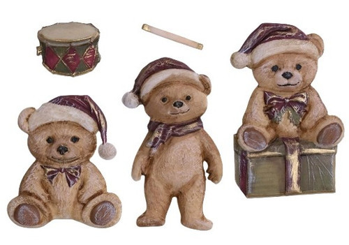 LaBlanche Teddy Bears silicone mould with three festive teddy bear designs