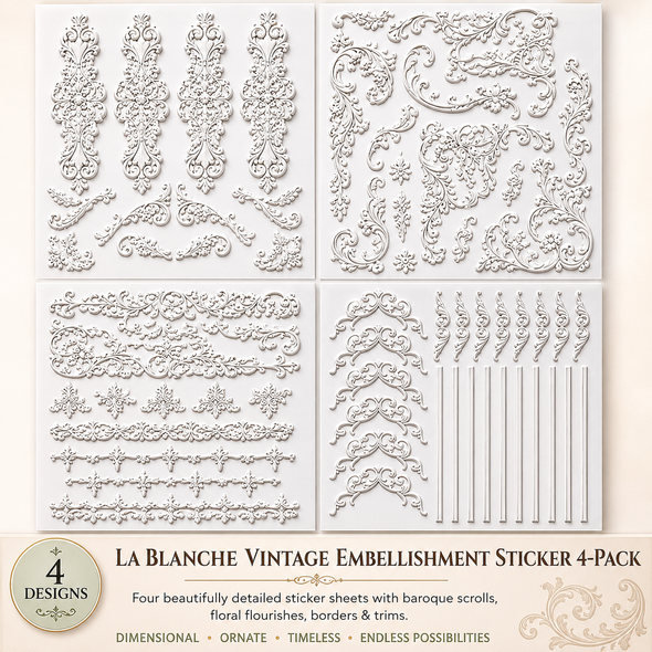 LaBlanche Vintage Embellishment Sticker 4-Pack Collection