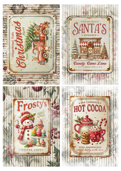 Christmas Signs 4 Pack - Christmas Collection - Iveta Ziedina