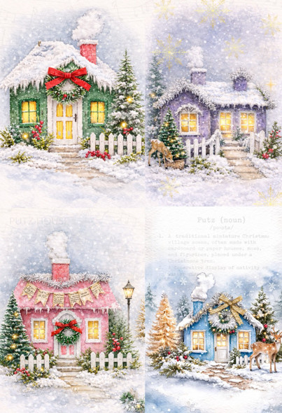 Putz House 4 Pack - Christmas Houses - Shannon Stefanacci