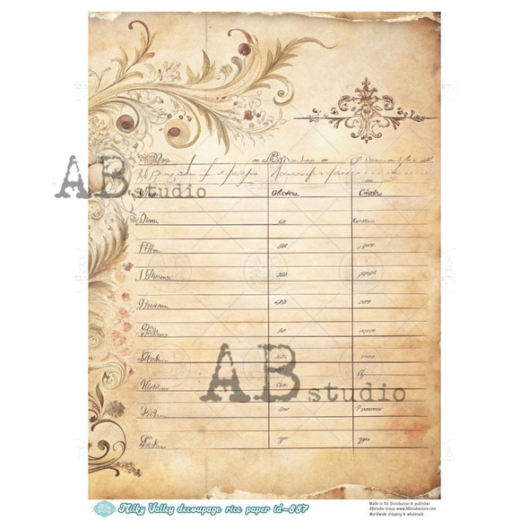 Decoupage rice paper A4 Milky Valley ID-887