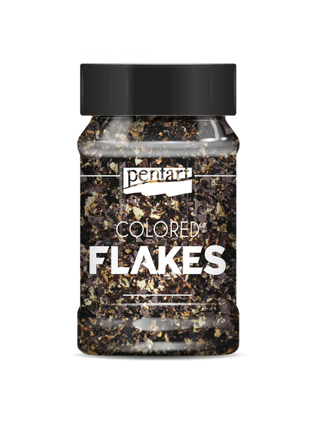 Colored foil flakes min. 1 g, black - gold