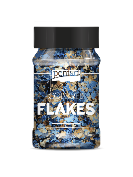 Colored foil flakes min. 1 g, blue - gold
