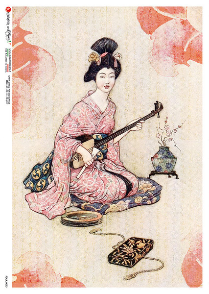 Paper Designs Asian Portrait Geisha Musician Folk 0093