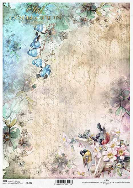 ITD Collection Blue Birds Rice Paper