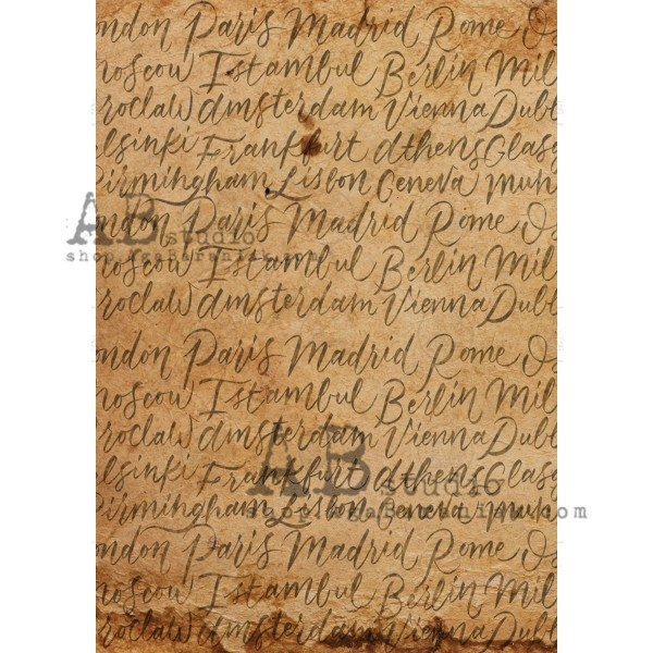 AB Studios Rice Paper A4 Travel Words