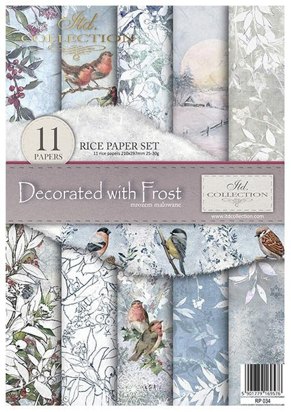 ITD Collection Rice Paper Pack of 11 A4 Decorated with Frost