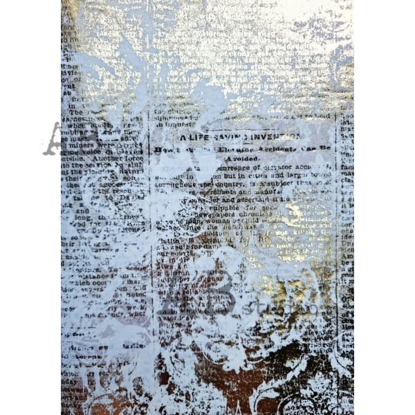 AB Studios Gilded Book Page Decoupage Rice Paper A4 0087