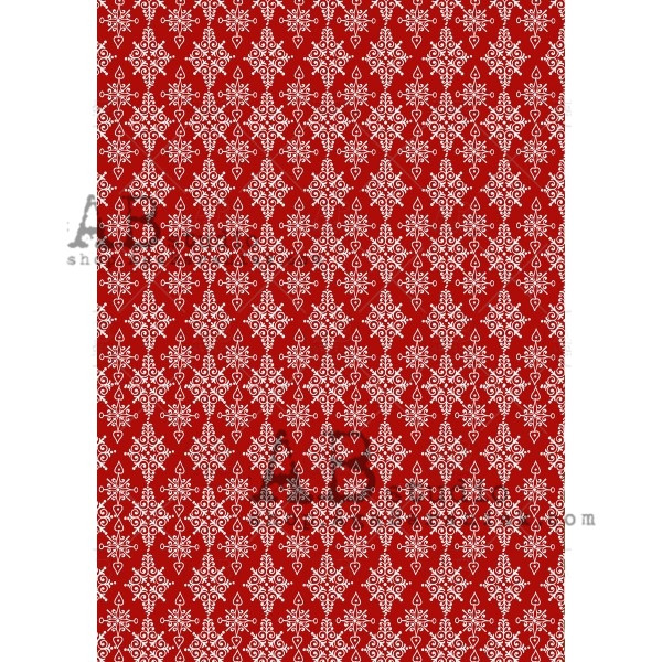 AB Studios Red and White Snowflake Pattern Rice Paper A4 0434