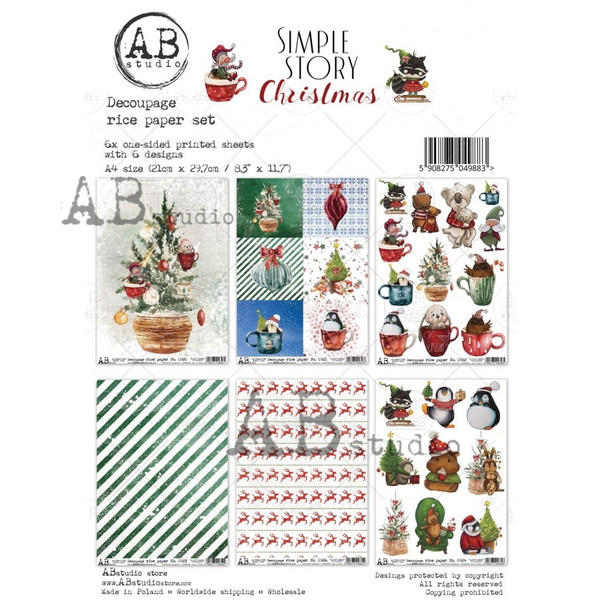 AB Studios Rice Paper Pack of 6 A Simple Story Christmas