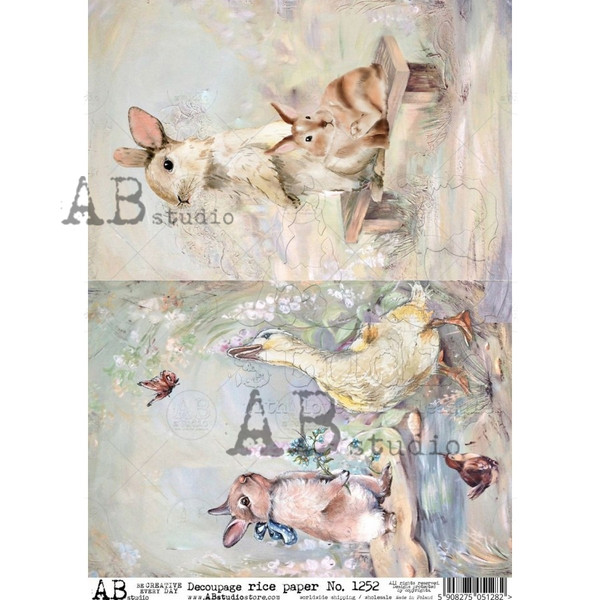 AB Studios 2 Pack Easter Bunnies A4 Rice Paper