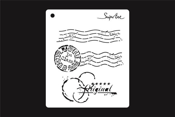 Snipart Stencil - Up in the Air Postmarks - 15 cm x 15 cm