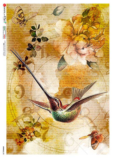 Paper Designs Rice Paper Golden Hummingbird Animals 0203