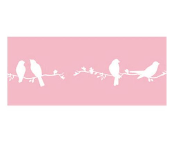 Stamperia Printed Ribbon - Birds on Pink Background