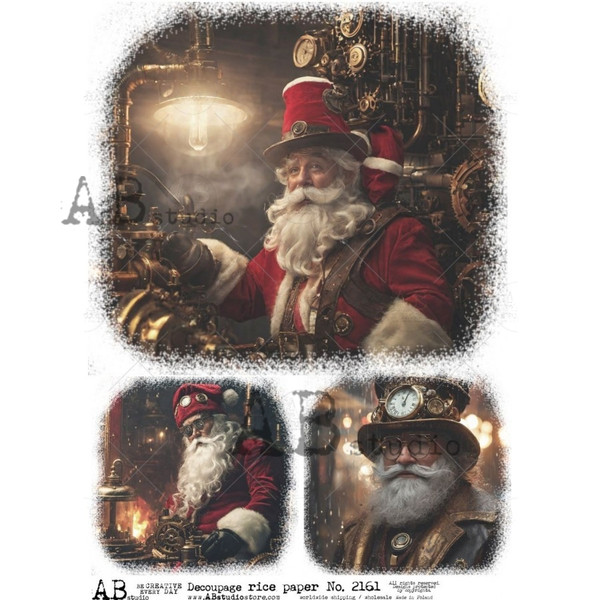 AB Studios Steampunk Santas A4 Rice Paper