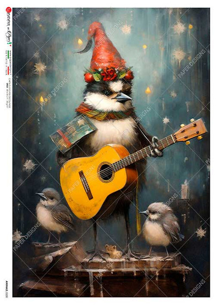 Paper Designs Penguin Playing Guitar Rice Paper