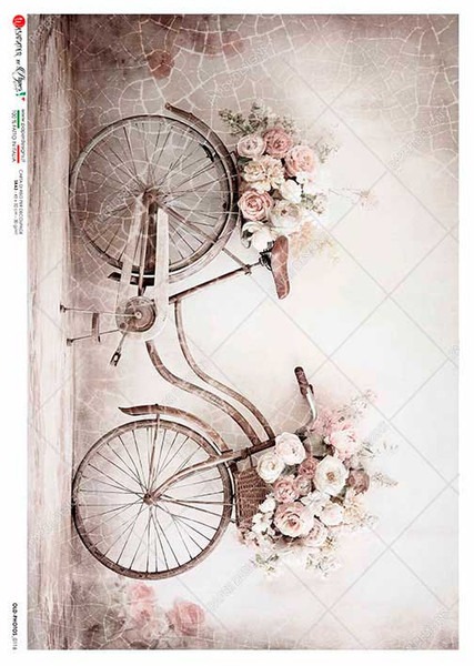 Paper Designs Shabby Chic Floral Bicycle Rice Paper