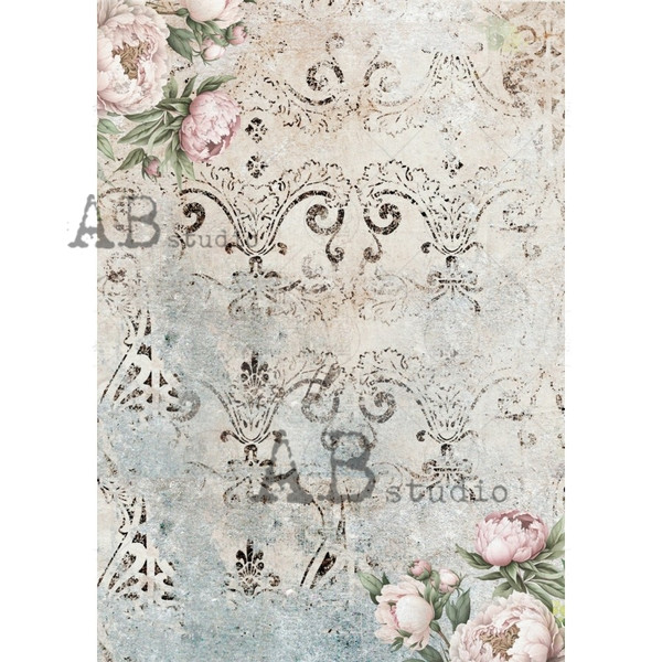 AB Studios Soft Lace Victorian Background A4 Rice Paper