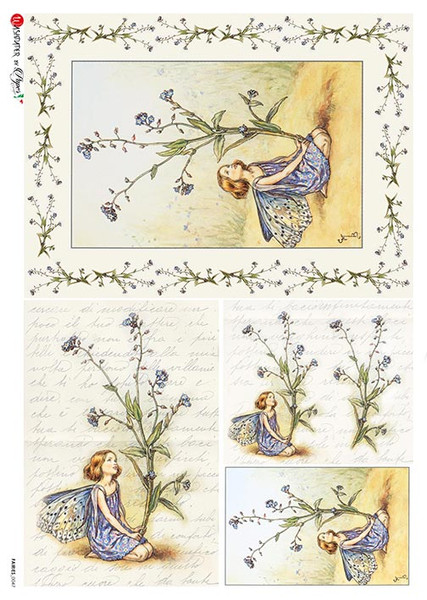 Paper Designs Cicely Mary Barker Purple Dress Fairy Four Pack Rice Paper