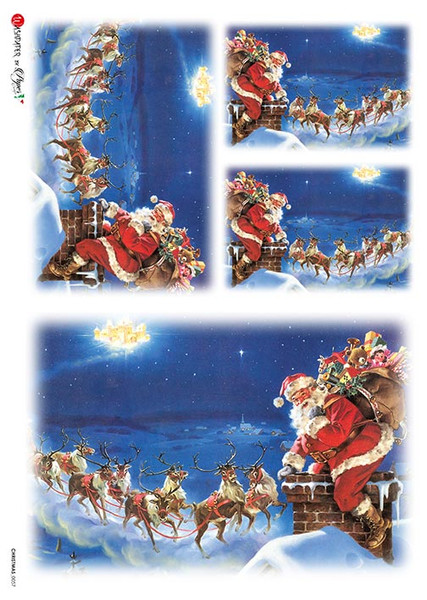 Paper Designs Santa and Reindeer at the Chimney Rice Paper