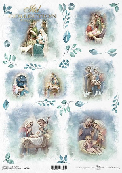 ITD Collection Madonna and Baby Jesus 7 Scenes A4 Rice Papepr